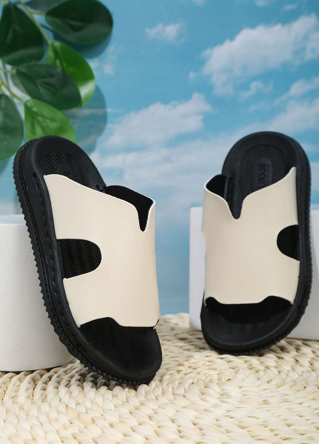 Черно-белые кэжуал тапочки SHEIN