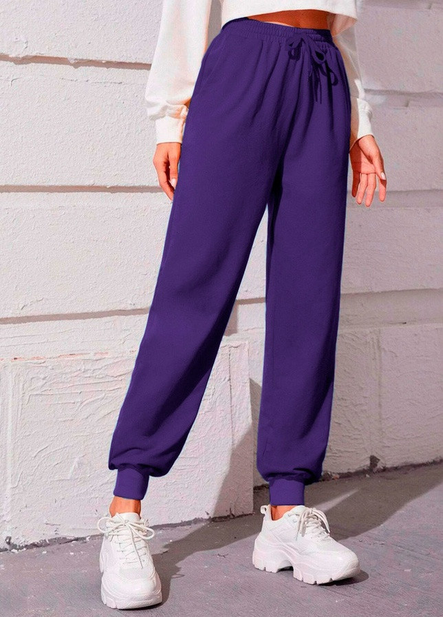 Фиолетовые кэжуал демисезонные багги брюки Berni Fashion