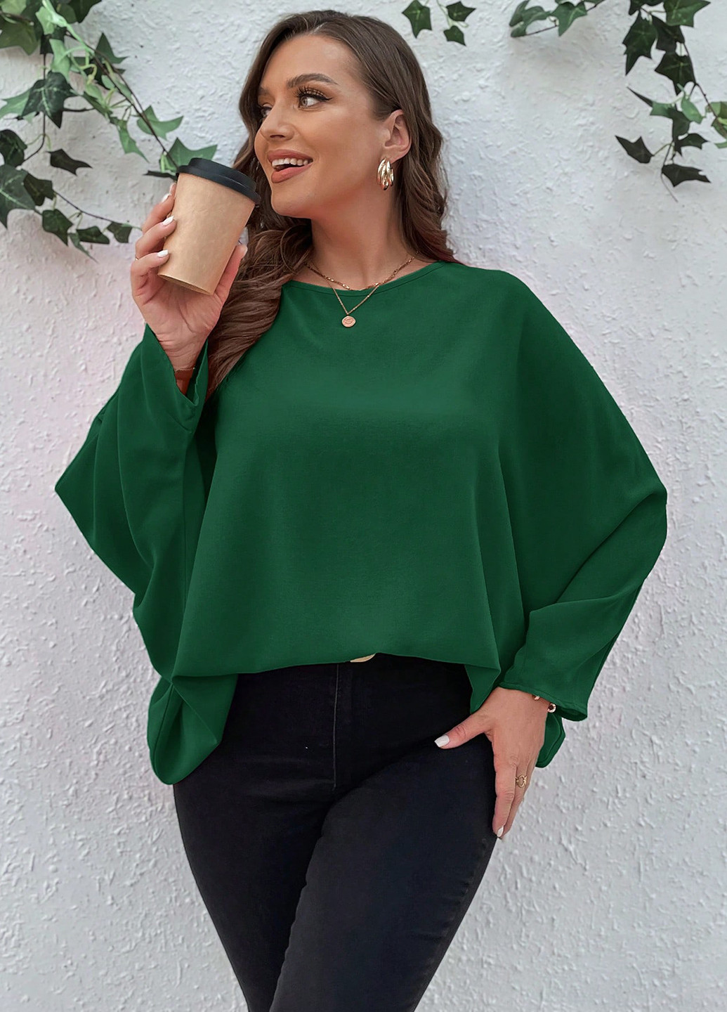 Темно-зелёная блуза SHEIN