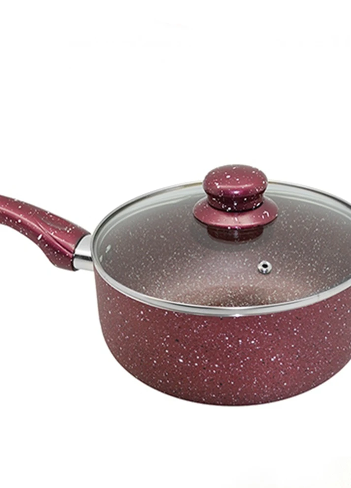Сотейник з кришкою, 16х9 см Мармурова крихта бордовий алюміній Mix Shop (218884868)