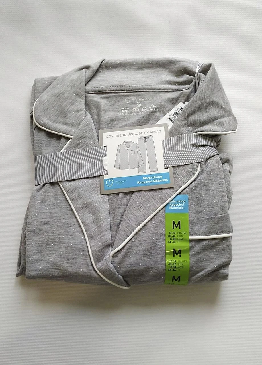 Серая трендовая пижама boyfriend, костюм для дома, рубашка и брюки Primark