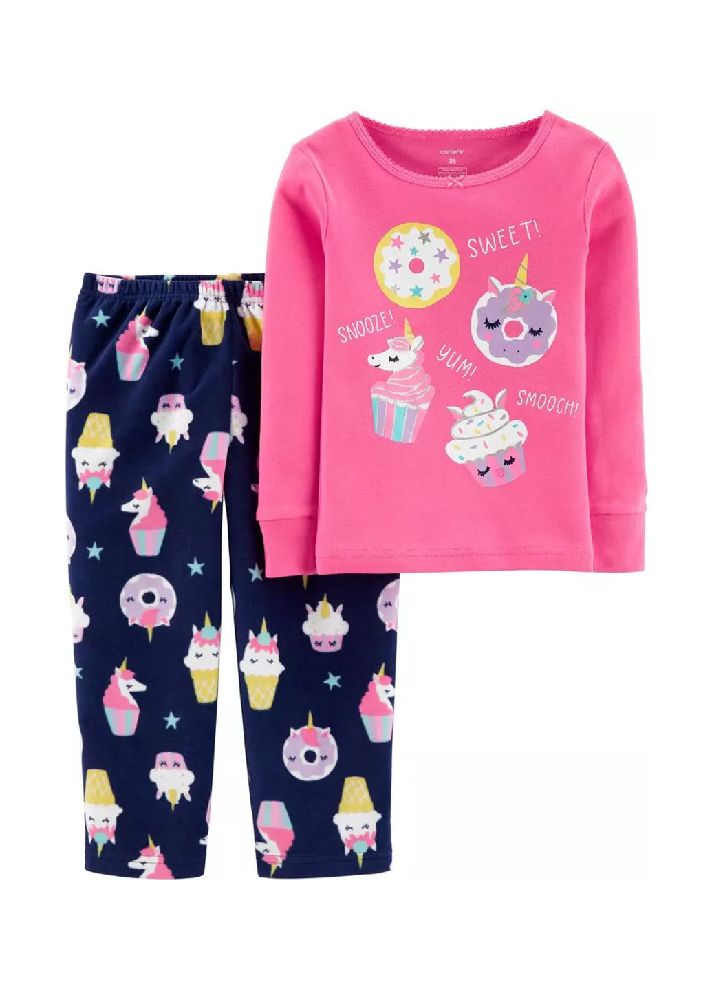 Розовая всесезон пижама (лонгслив, брюки) лонгслив + брюки Carter's