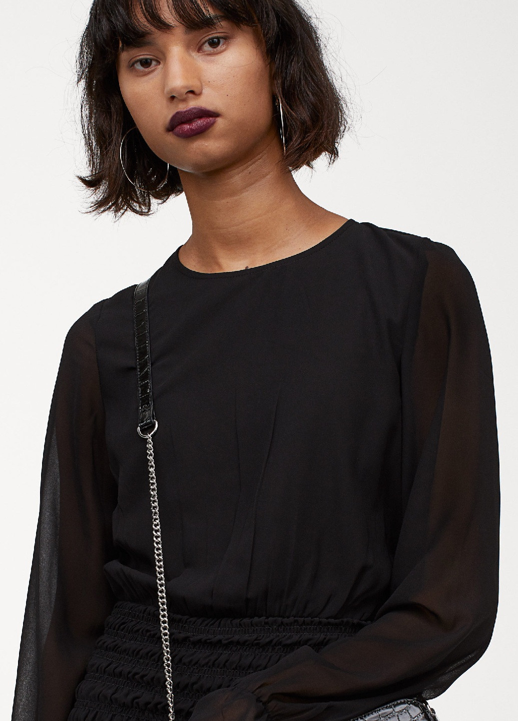 Черное кэжуал платье с вафельной сборкой H&M однотонное