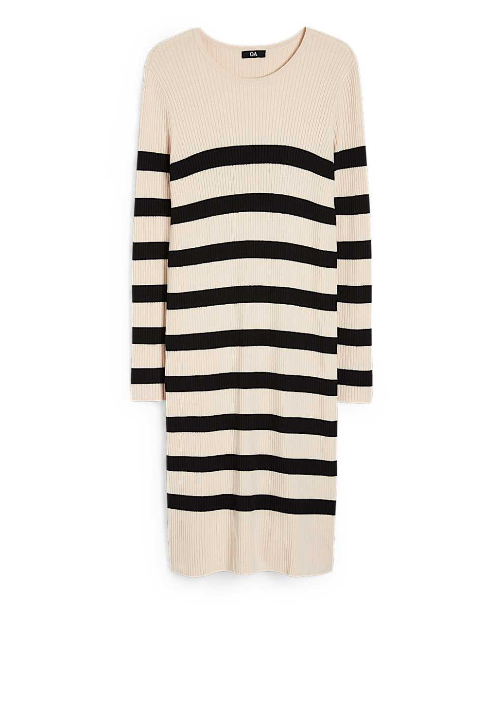 Светло-бежевое кэжуал платье платье-свитер C&A в полоску