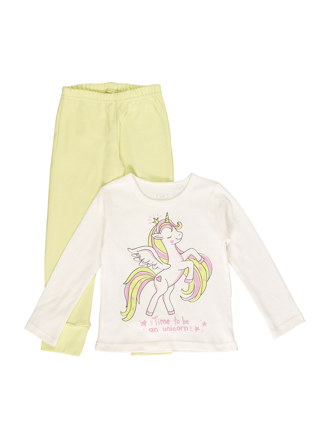 Молочная всесезон пижама для девочки интерлок Фламинго Текстиль
