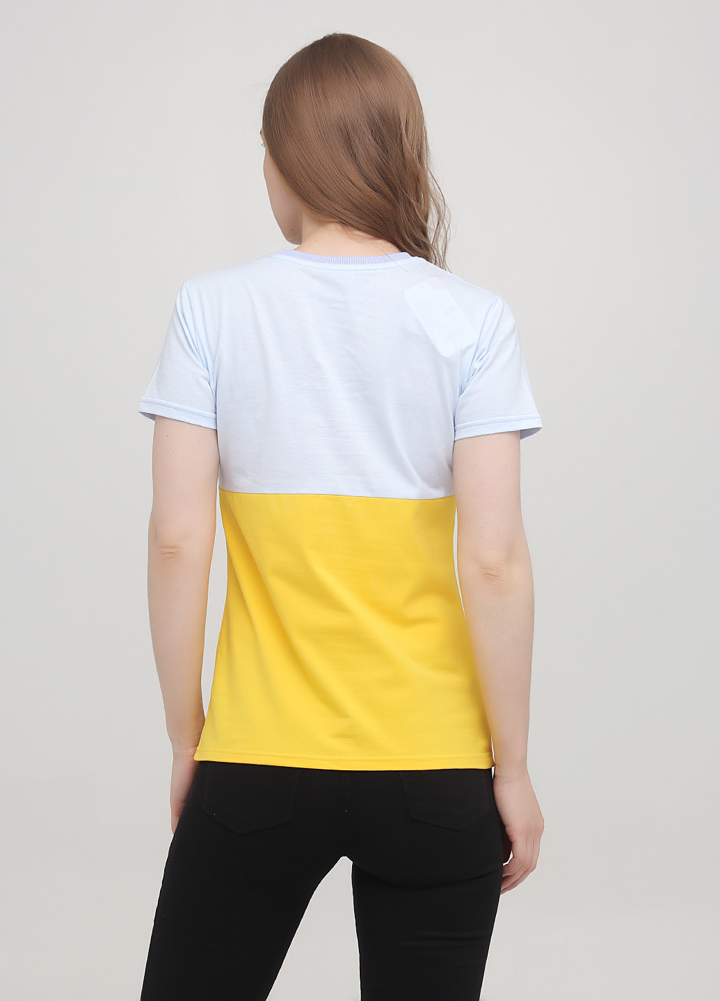 Сине-желтая летняя футболка женская 19ж425-24 желто-голубая Malta