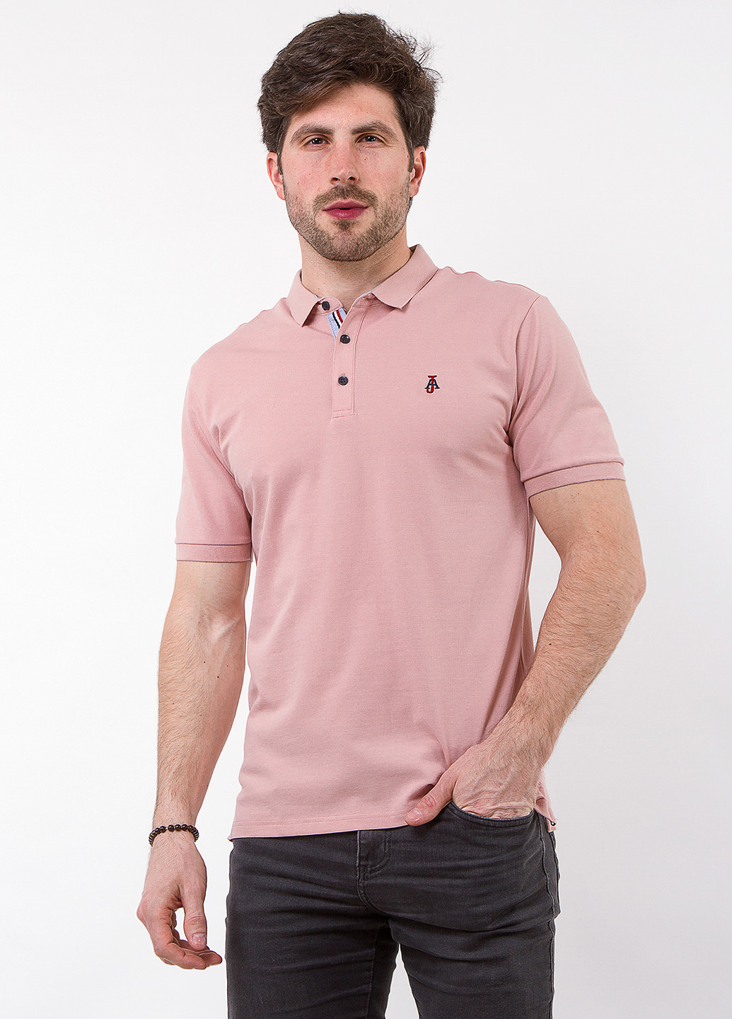 Розовая футболка-поло для мужчин Alexbenson однотонная
