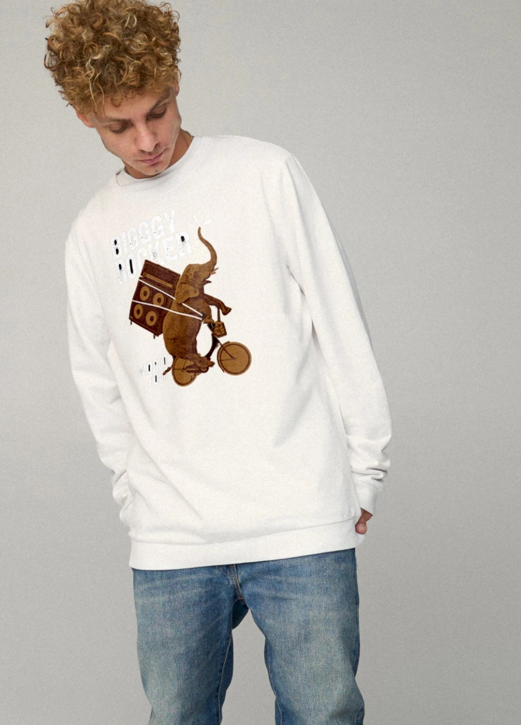 Белый світшот чоловічий oversize /no flis/ YAPPI рисунок (254557443)
