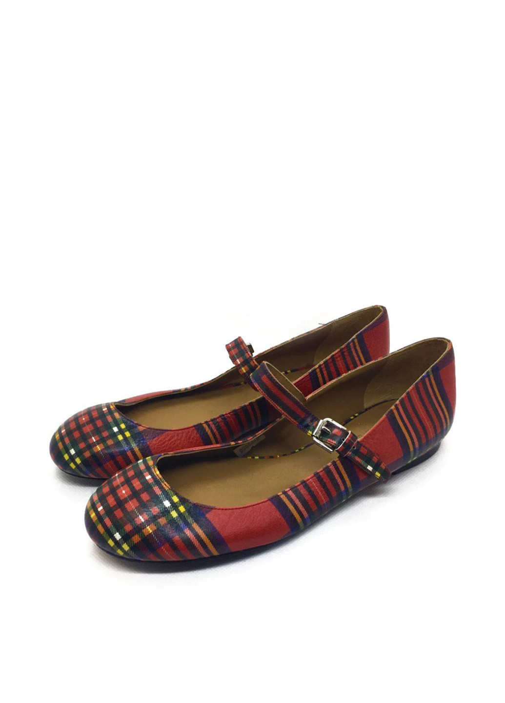 Женские балетки Ralph Lauren | красные клетка без декора натуральная кожа (298550471)