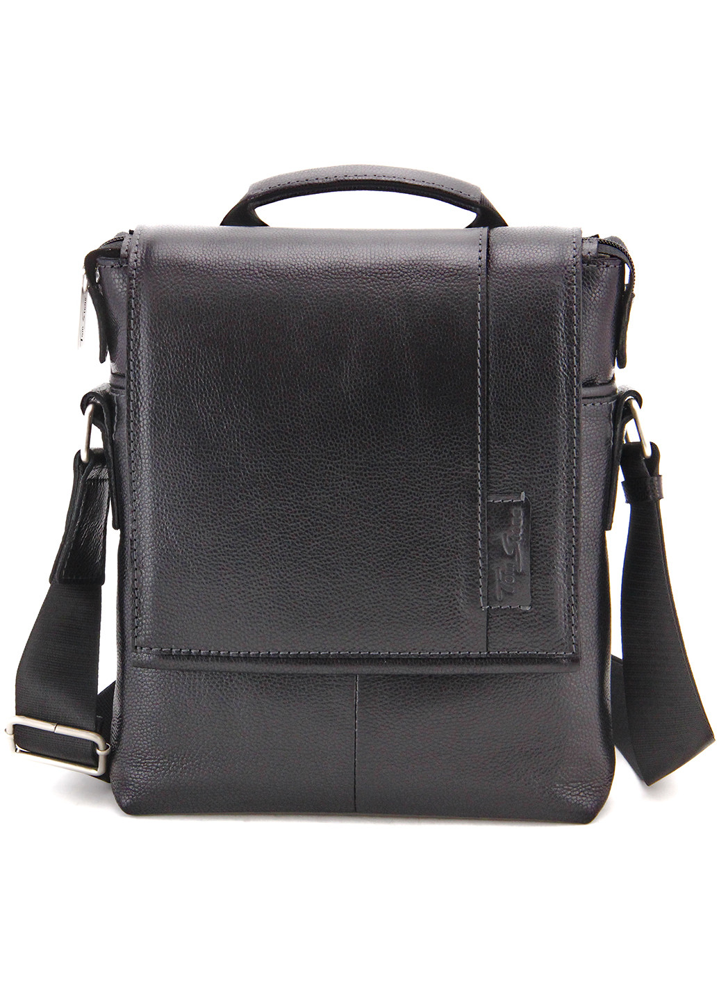 Сумка чоловіча шкіряна повсякденна з клапаном 309 B чорна Tom Stone (213138573)