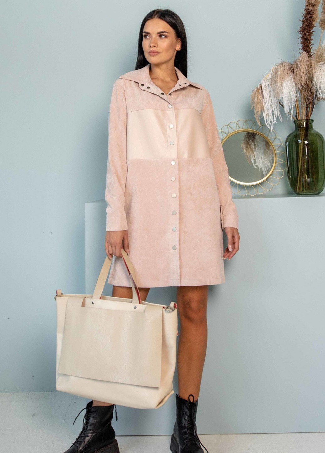 Пудрова кежуал сукня Ри Мари однотонна