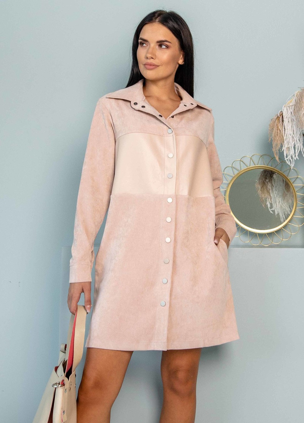 Пудрова кежуал сукня Ри Мари однотонна