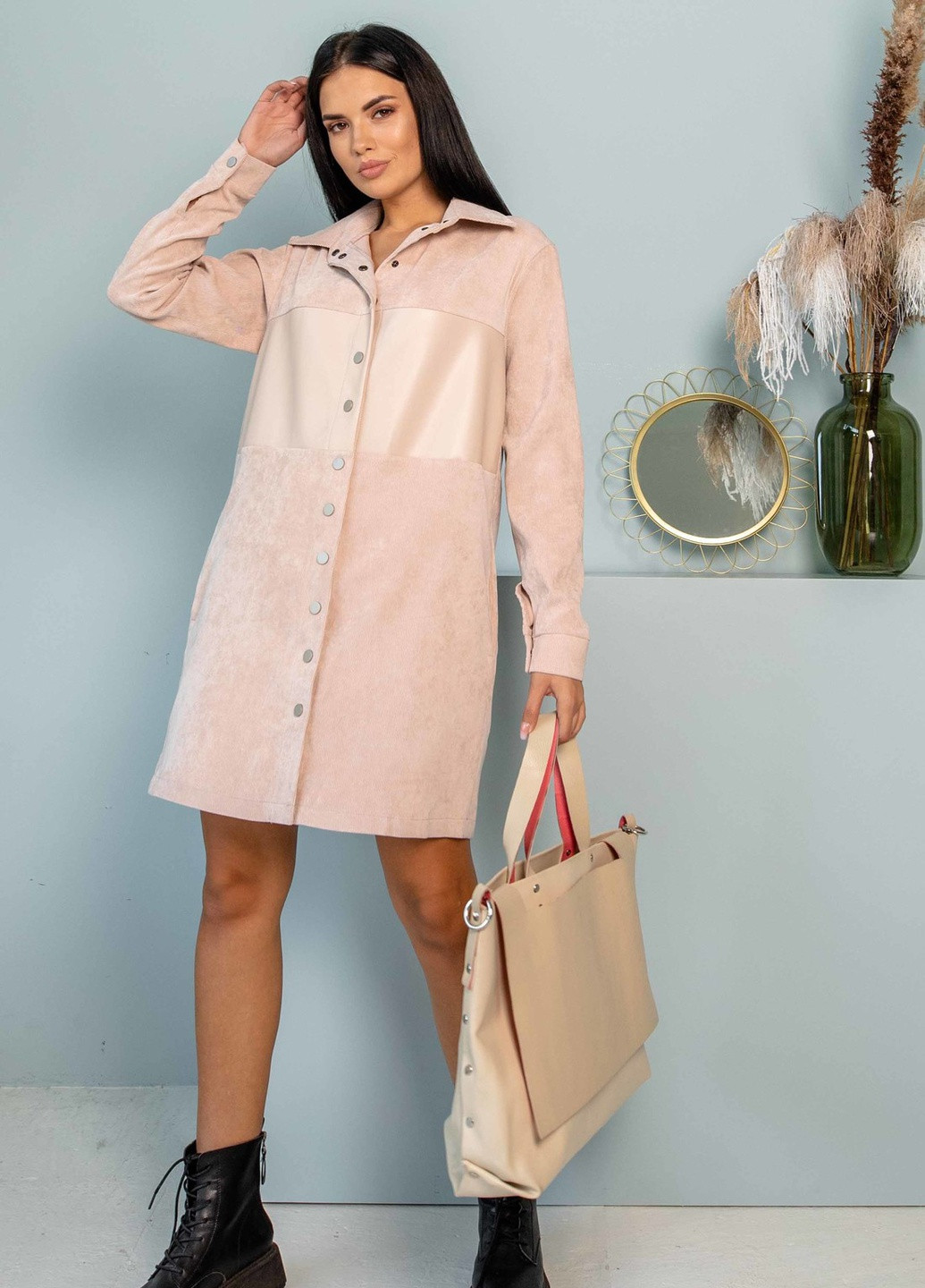 Пудрова кежуал сукня Ри Мари однотонна