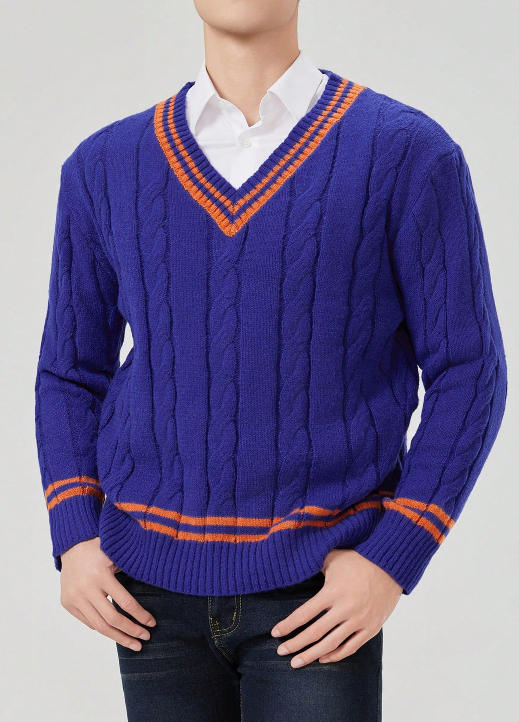 Синий демисезонный пуловер пуловер SHEIN