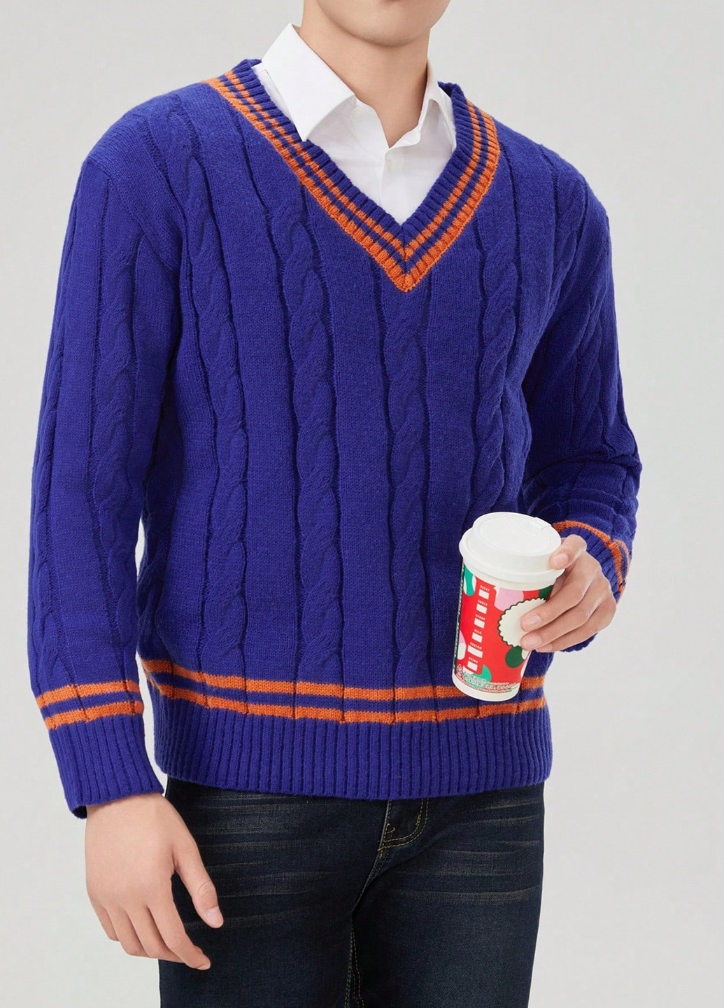 Синий демисезонный пуловер пуловер SHEIN