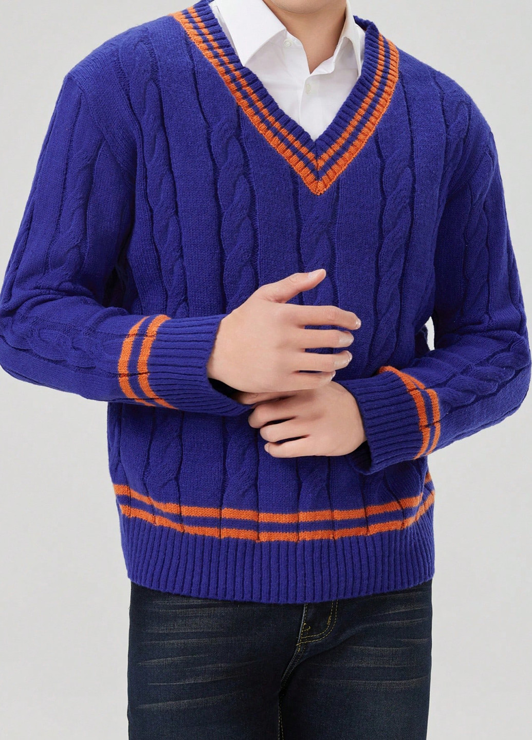 Синий демисезонный пуловер пуловер SHEIN