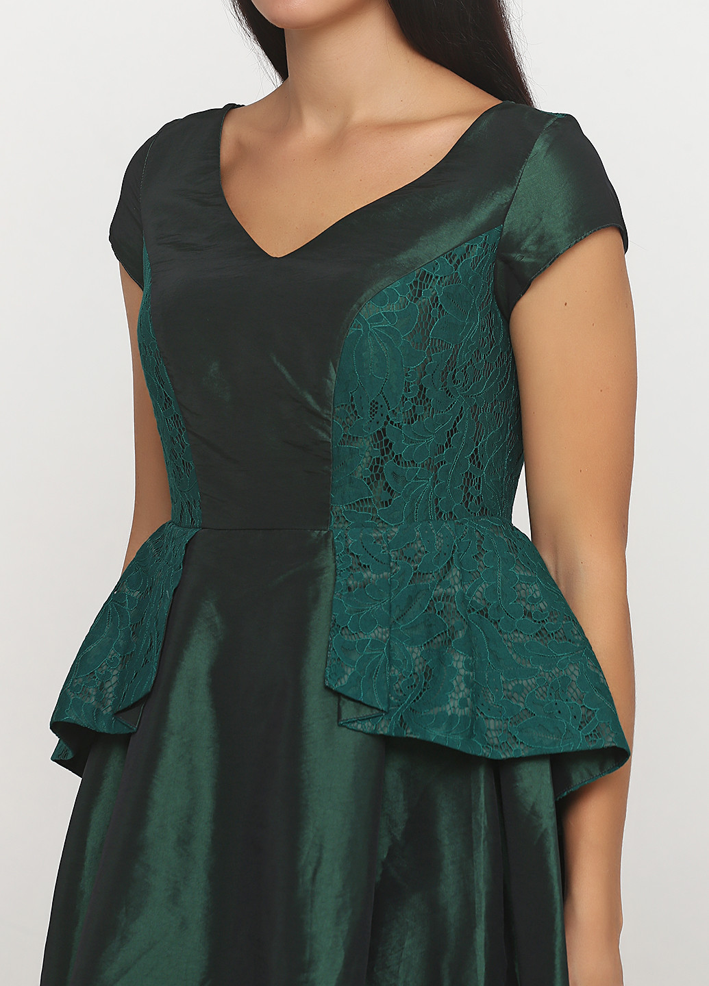 Темно-зелена коктейльна плаття, сукня кльош Andre Tan однотонна