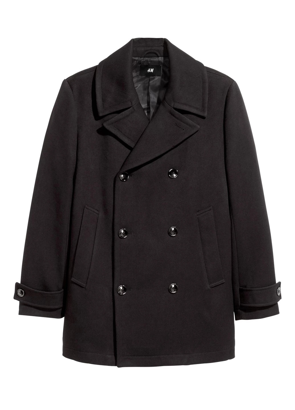 Черное демисезонное Пальто бушлат H&M