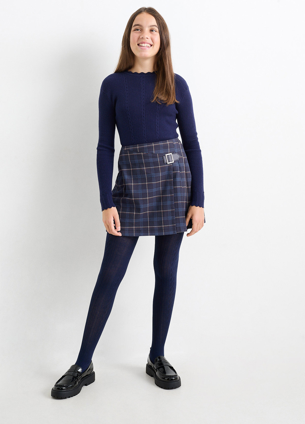 Темно-синій демісезонний комплект (спідниця, колготки) C&A