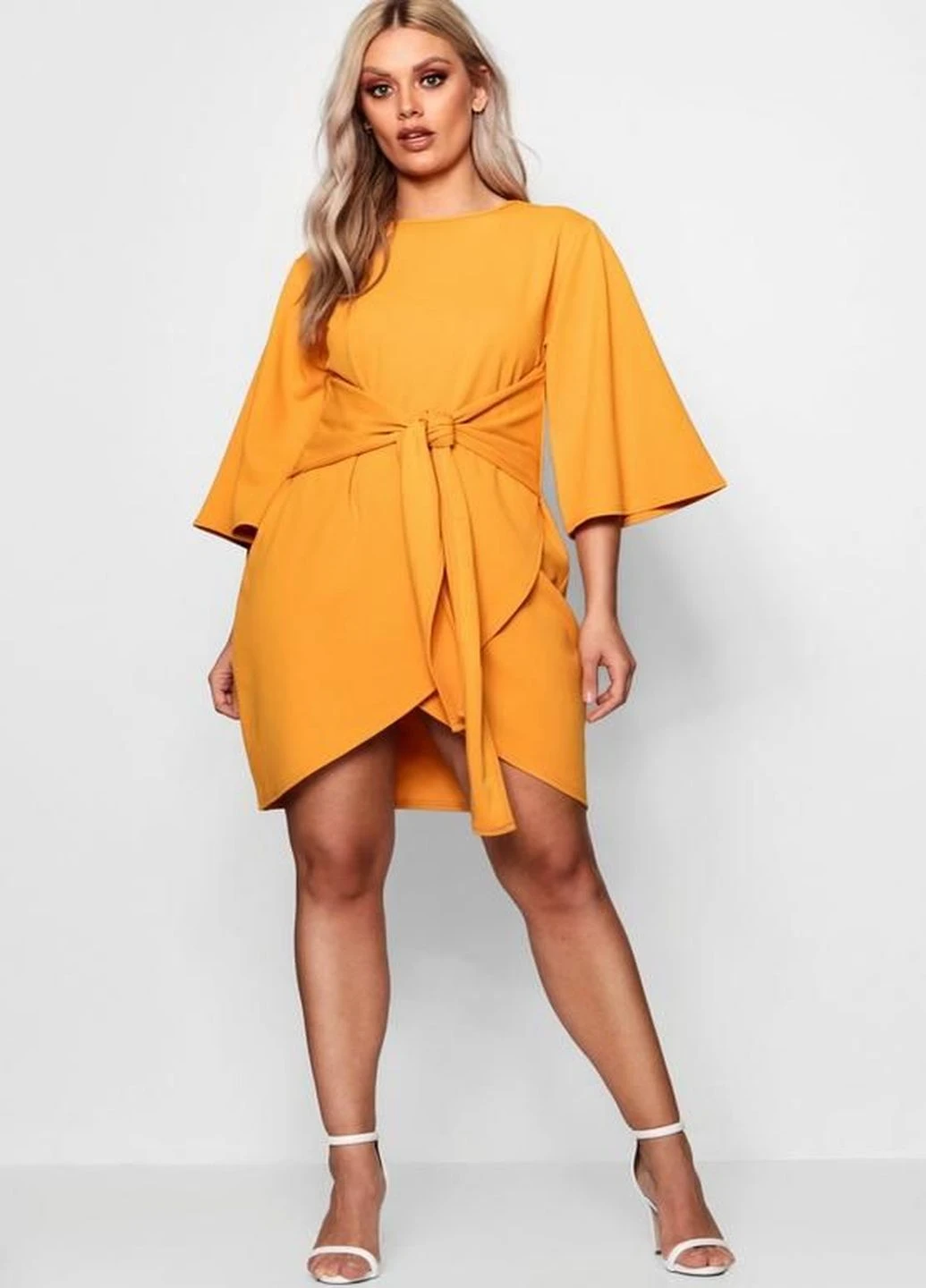Гірчична кежуал плаття, сукня Boohoo однотонна