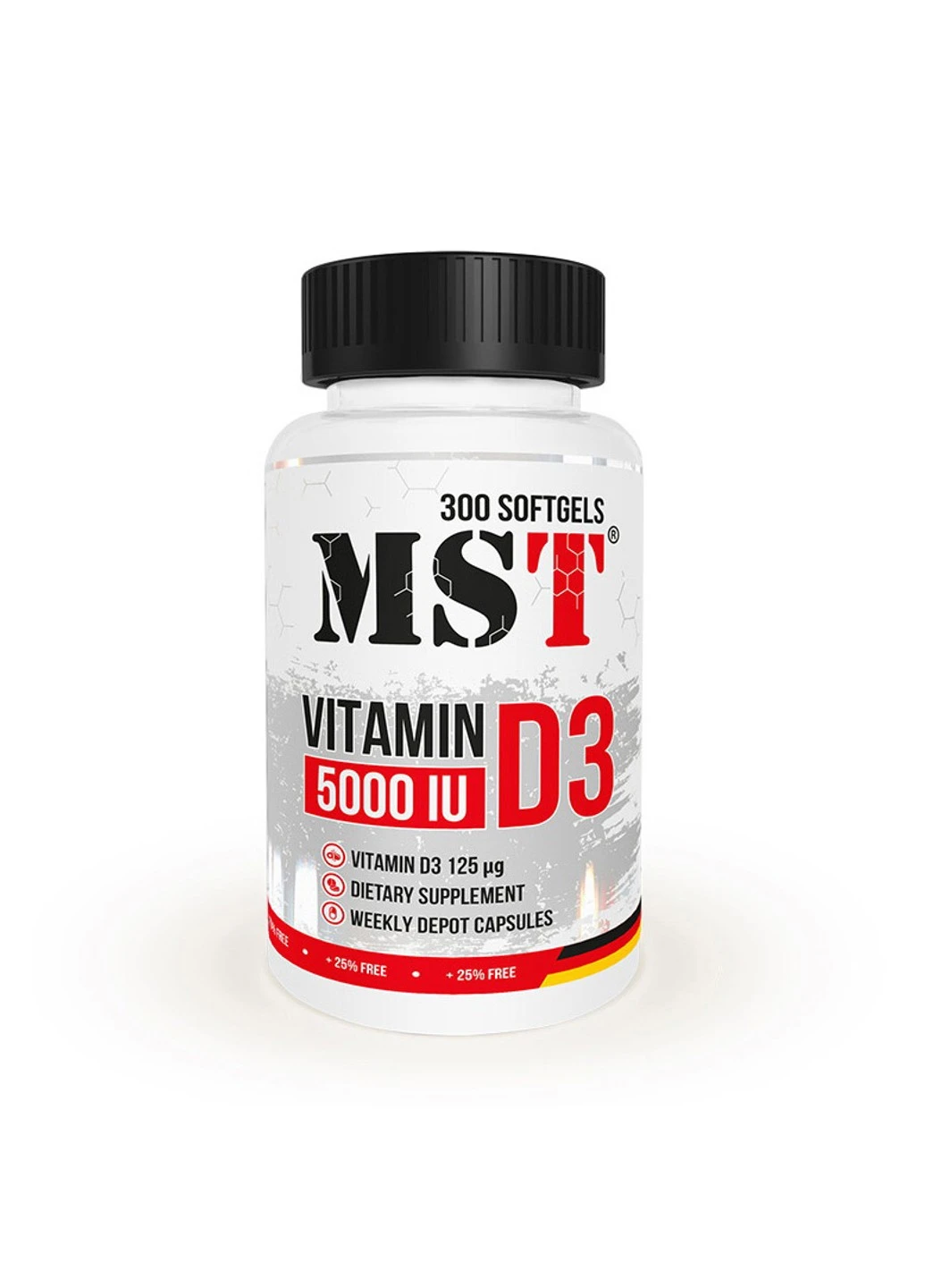 Вітамін D3 Vitamin D3 5000 IU 125 mcg 300 капсул MST (255409739)