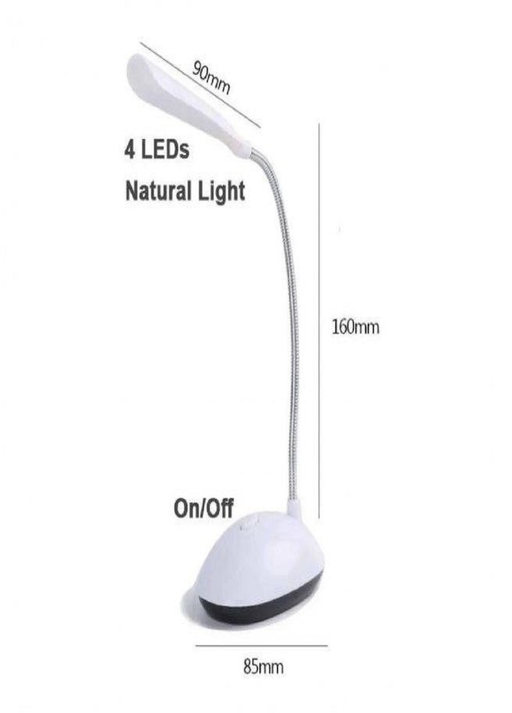 Настольная светодиодная лампа с 4 светодиодами на батарейках типу ААА WN1183 mini Белая No Brand (256522788)