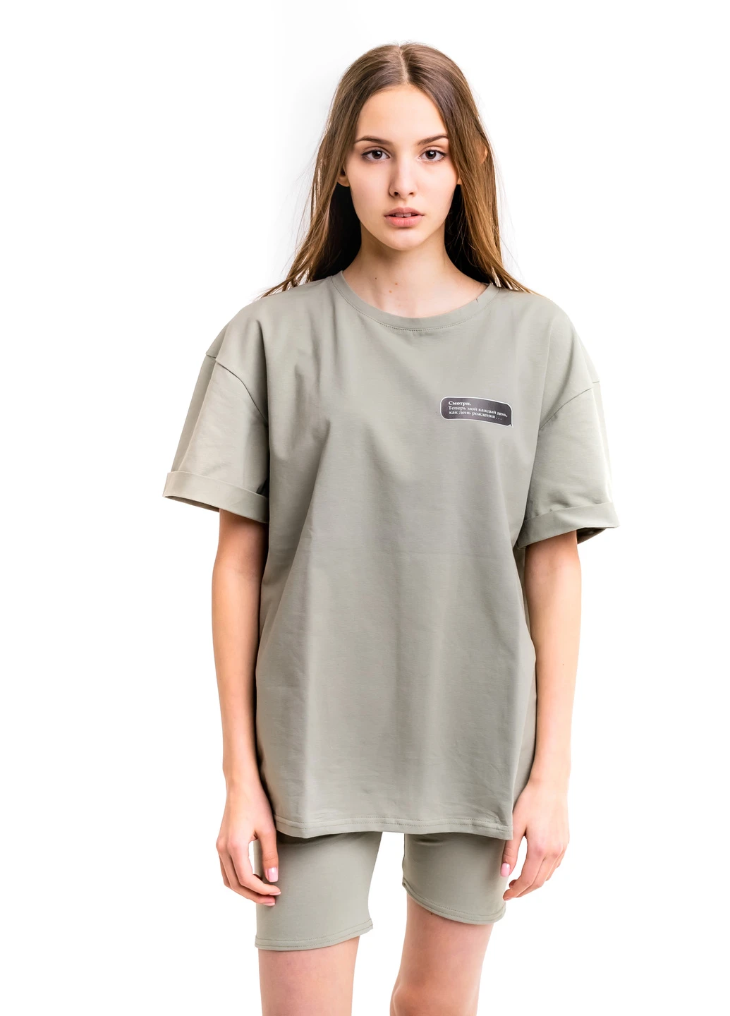 Футболка Comfort жіноча Oversize з принтом Дивись оливкова Intruder - (233042599)