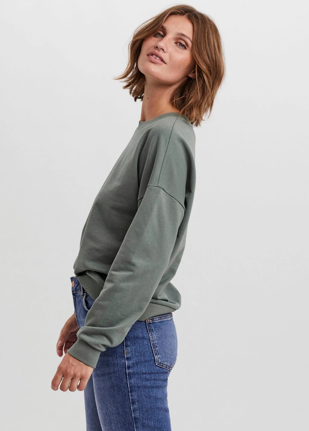 Сіро-зелений світшот Vero Moda однотонний (245183723)