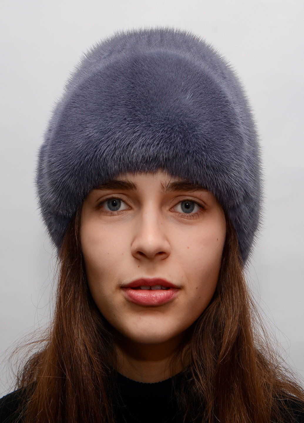 Зимова жіноча норкова шапка з в'язаного хутра Меховой Стиль лобик (199429270)