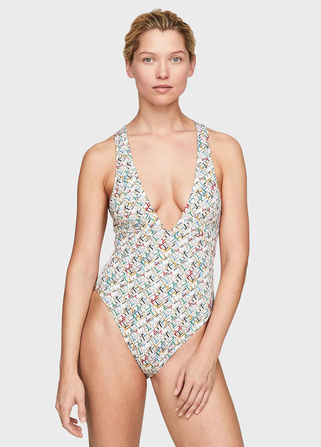 Комбинированный летний купальник слитный, пландж Tommy Hilfiger