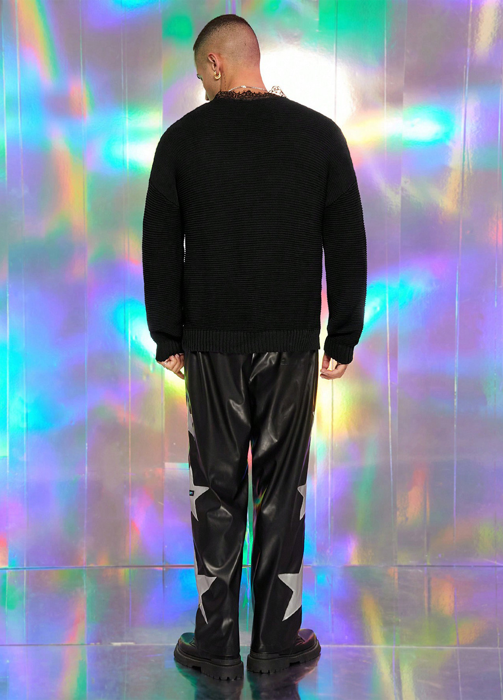 Черный зимний пуловер пуловер SHEIN