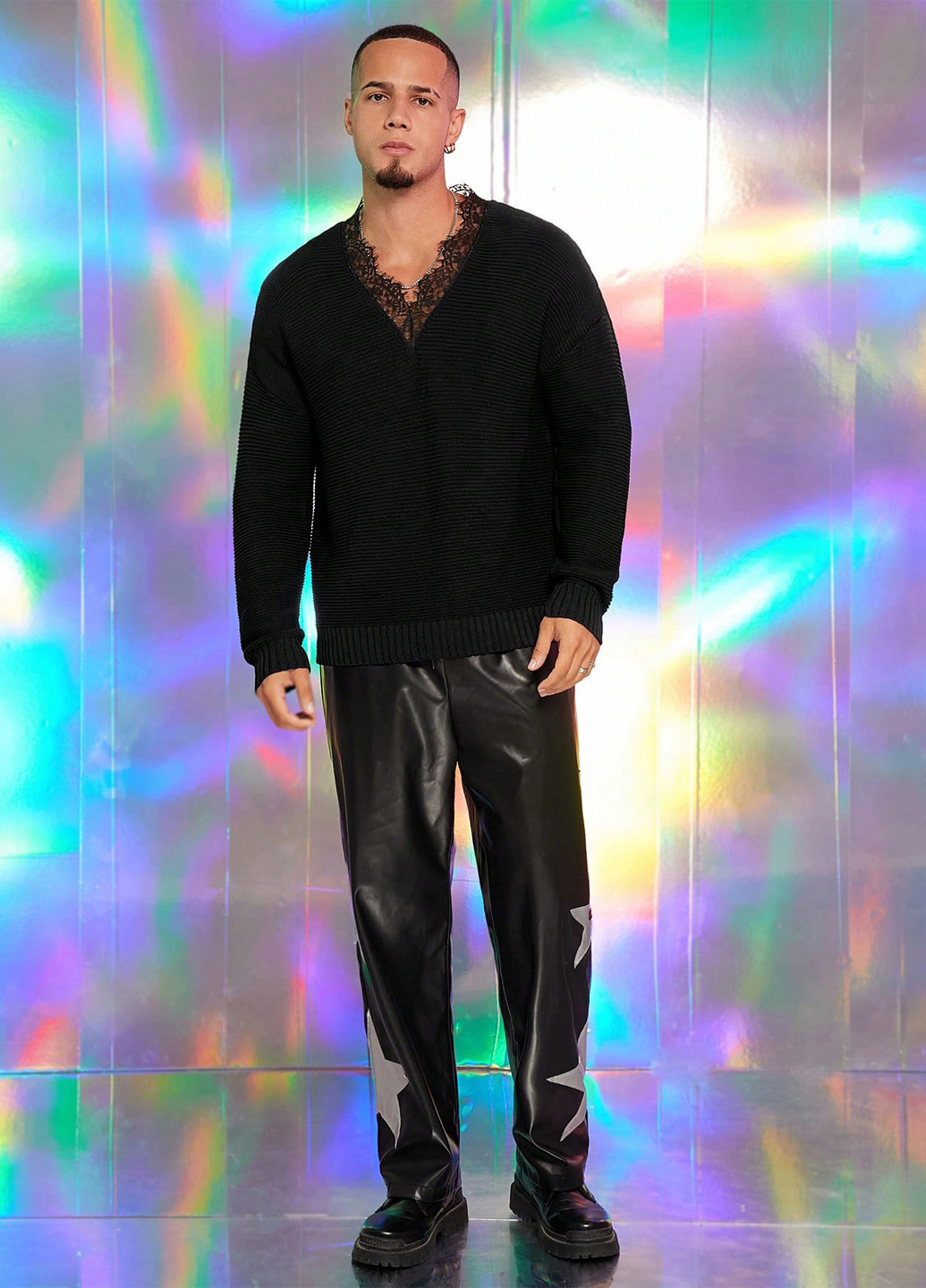 Черный зимний пуловер пуловер SHEIN