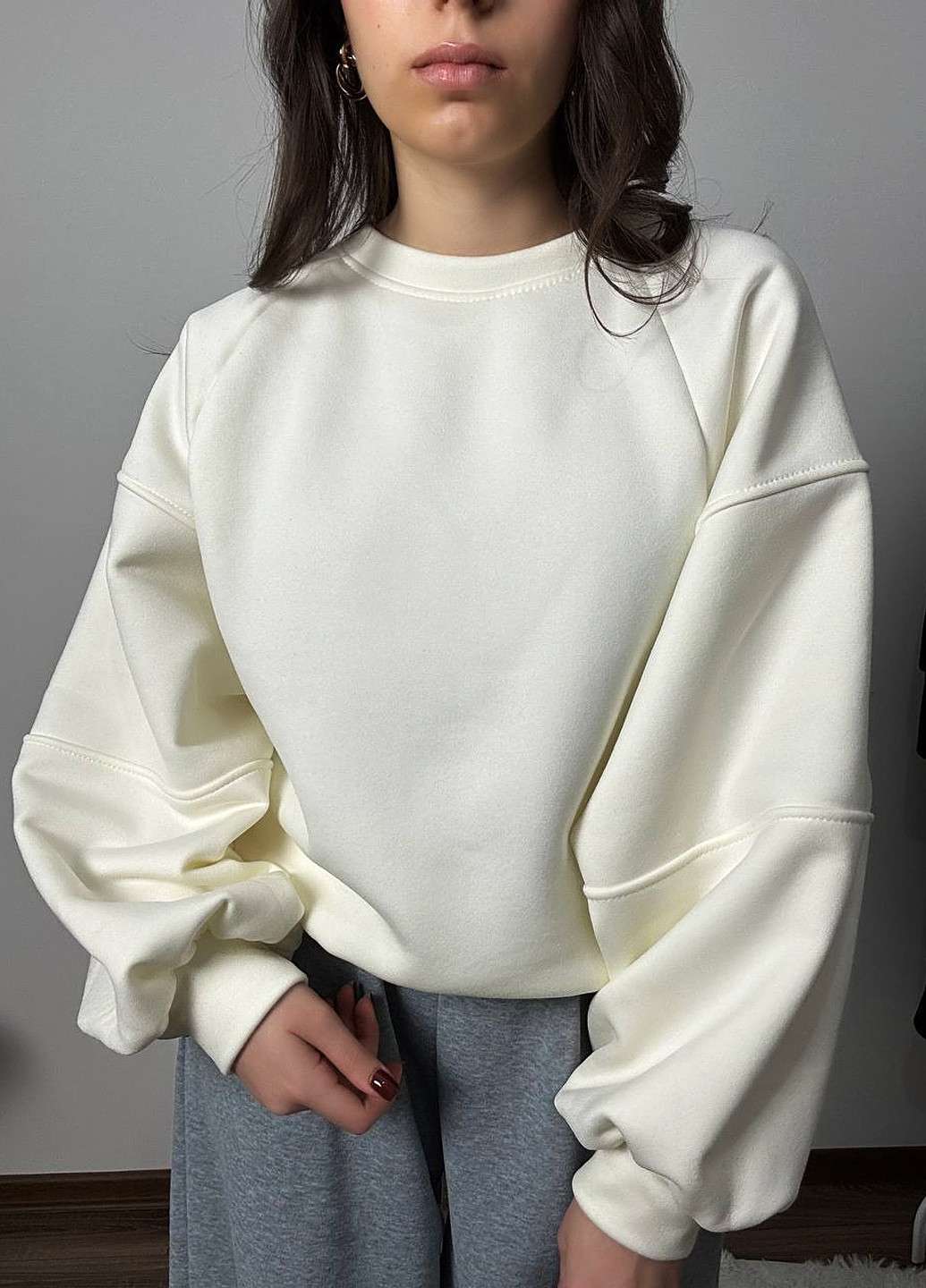 Молочний світшот однотонний без декору (362121000)