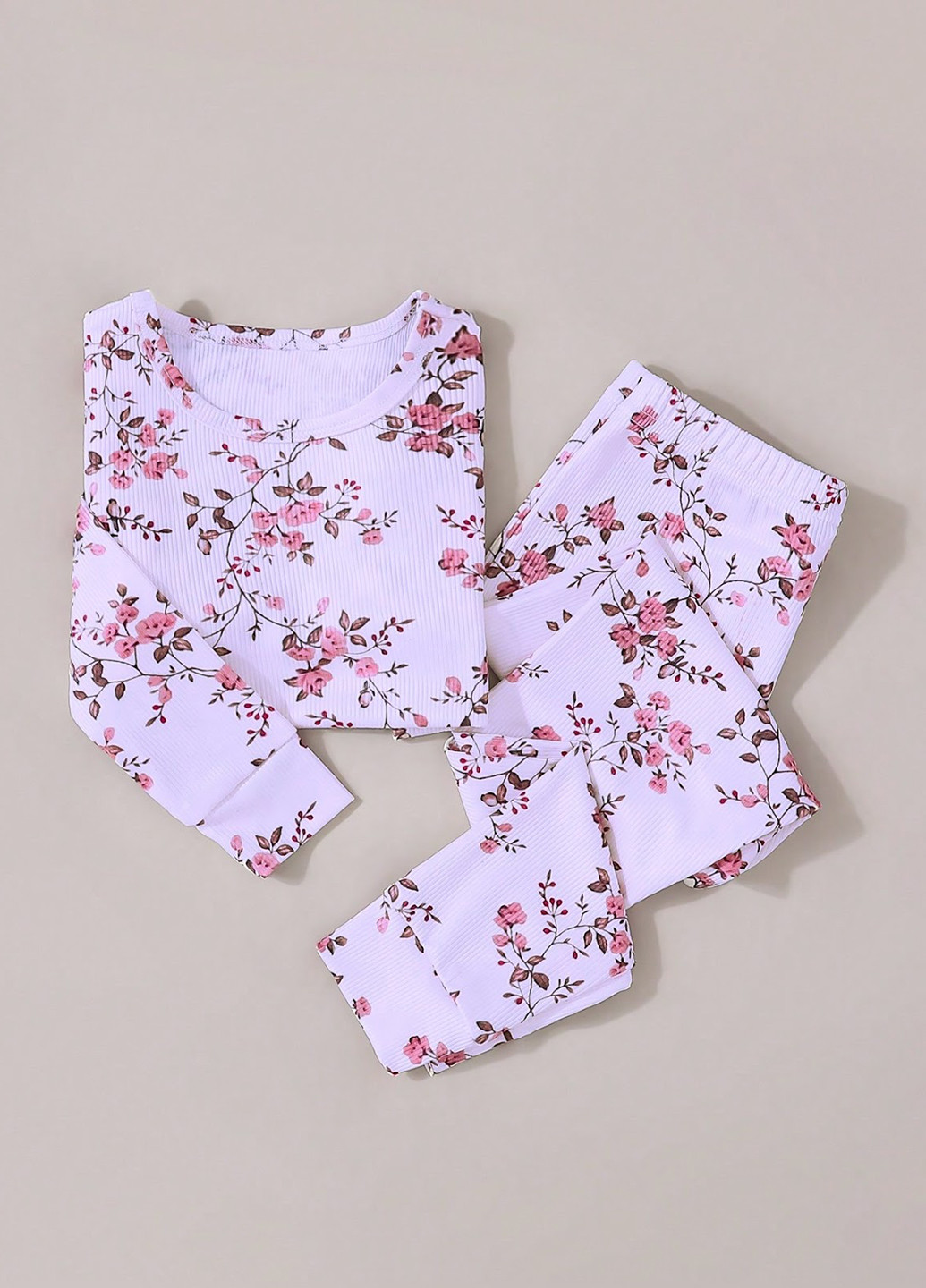 Белая всесезон пижама (лонгслив, брюки) лонгслив + брюки SHEIN