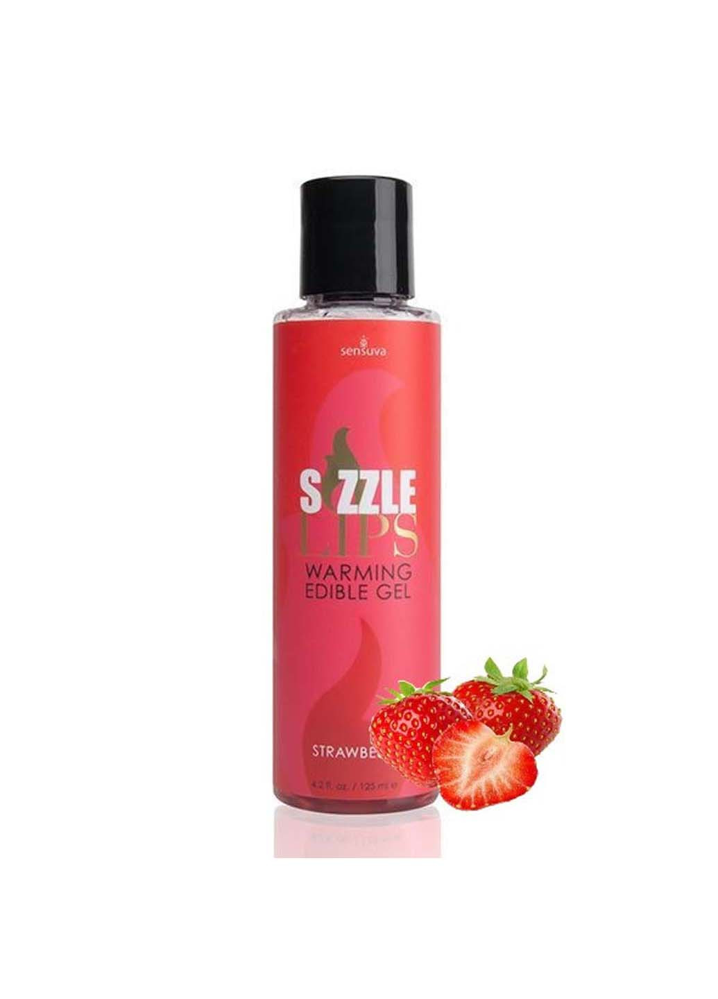 Зігріваючий масажний гель їстівний - Sizzle Lips Strawberry полуниця 125 мл Sensuva (256170622)
