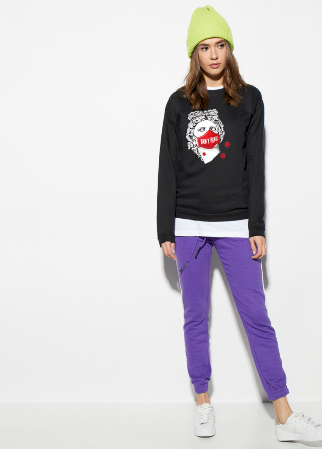 Чорний світшот жіночий /no flis/ YAPPI малюнок (251467731)