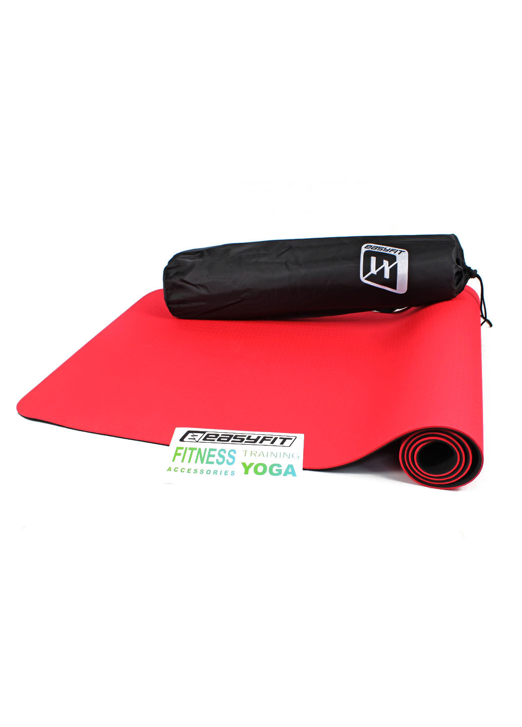 Коврик для йоги TPE+TC ECO-Friendly 6 мм красный с черным (мат-каремат спортивный, йогамат для фитнеса, пилатеса) EasyFit (237596301)
