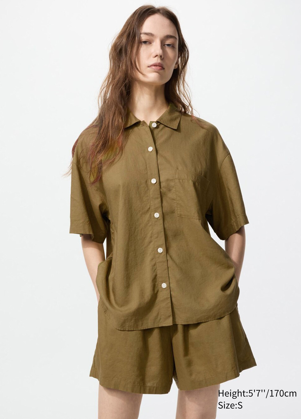 Оливкова (хакі) всесезон піжама (сорочка, шорти) сорочка + шорти Uniqlo