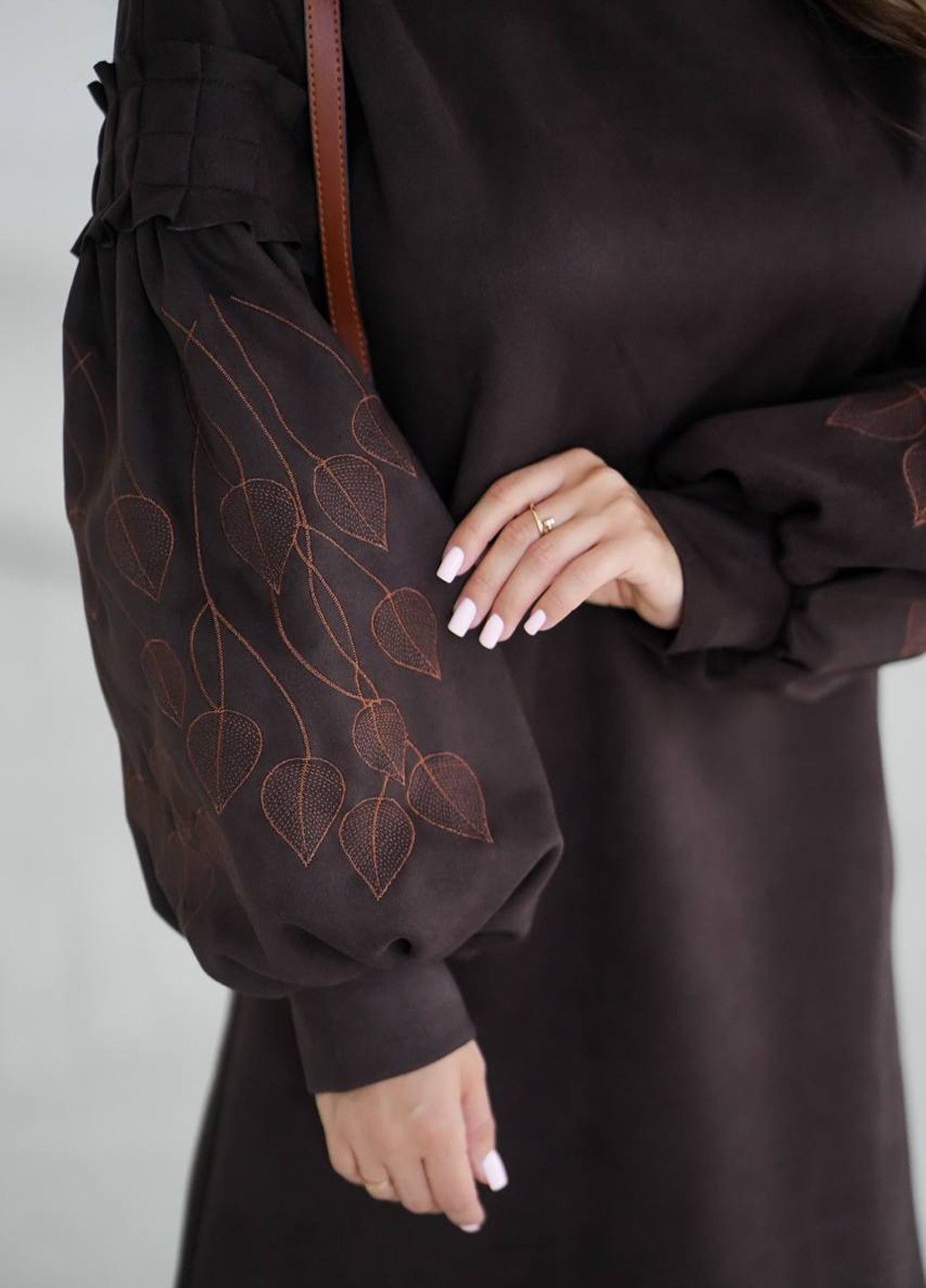 Темно-коричнева кежуал сукня No Brand однотонна