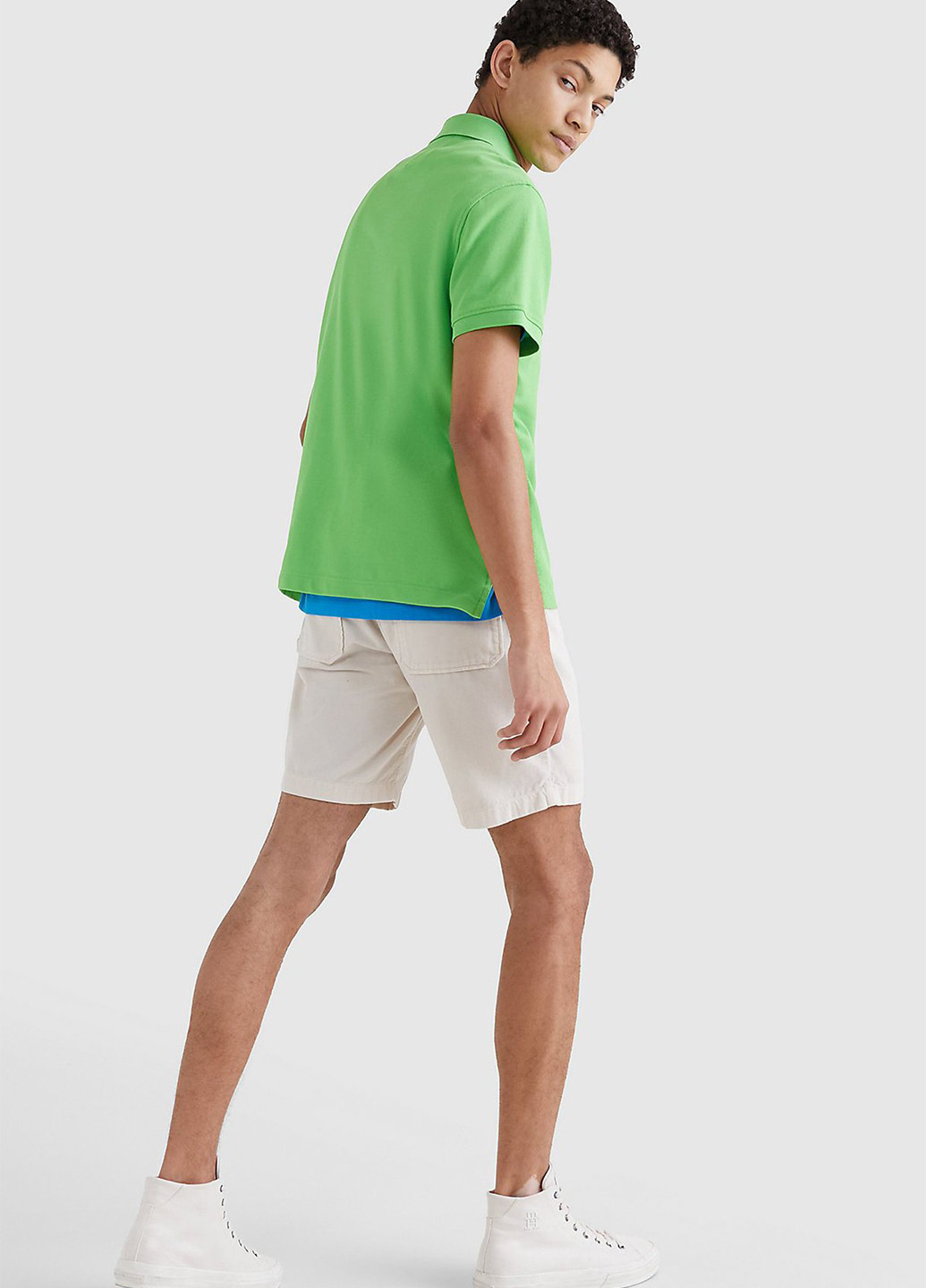 Зеленая футболка-поло для мужчин Tommy Hilfiger однотонная