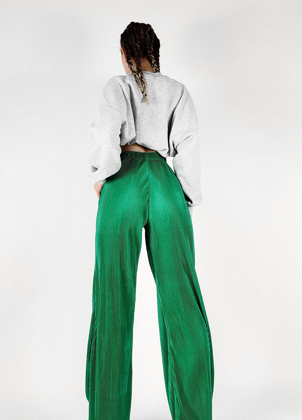 Зеленые кэжуал демисезонные палаццо брюки PrettyLittleThing
