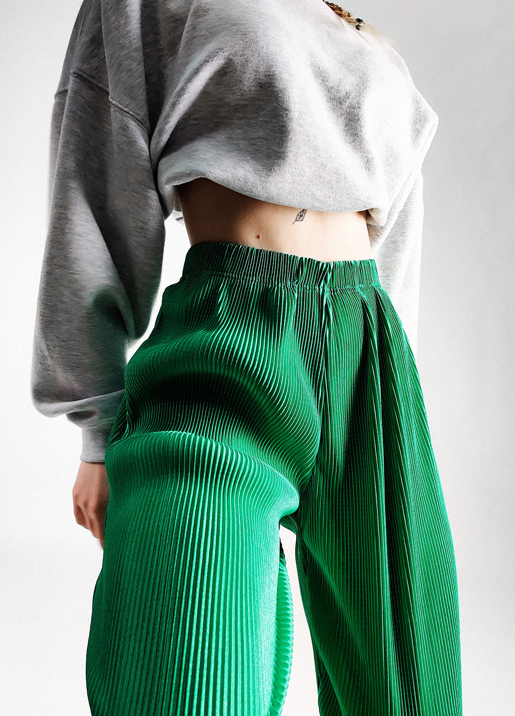 Зеленые кэжуал демисезонные палаццо брюки PrettyLittleThing