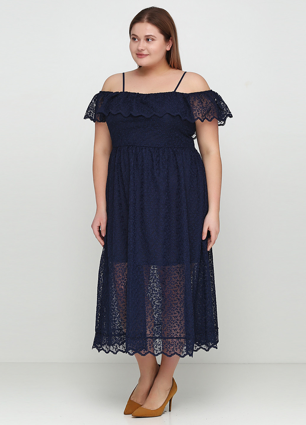 Темно-синее коктейльное платье H&M фактурное
