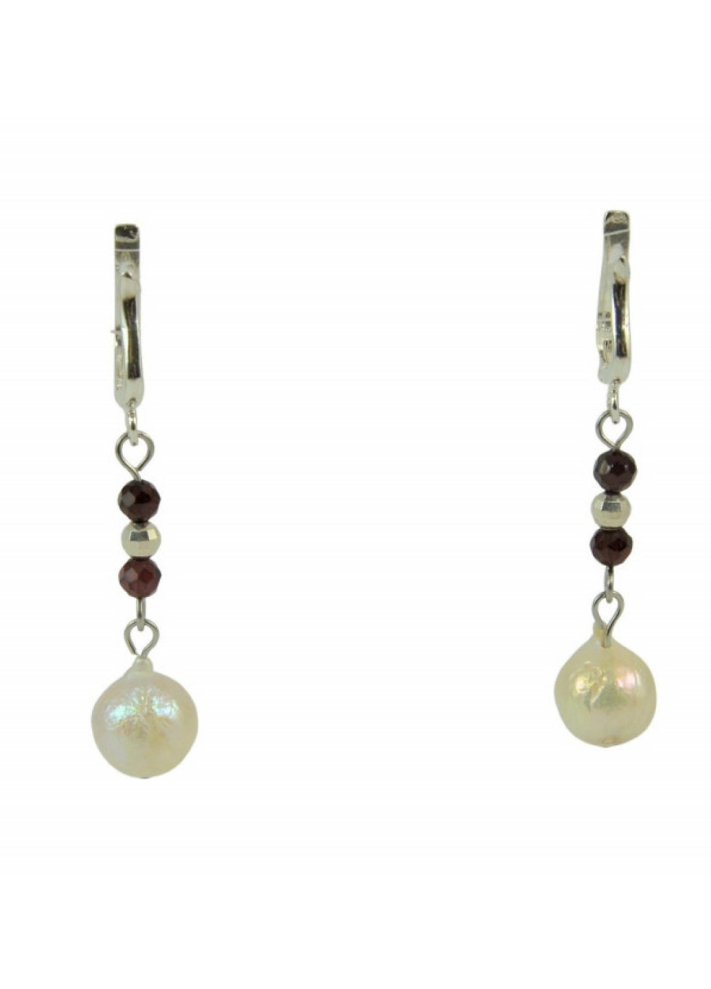 Ексклюзивні сережки "Барочні" Перли, Гранат, срібло, 5 см Fursa fashion cерьги (254293698)