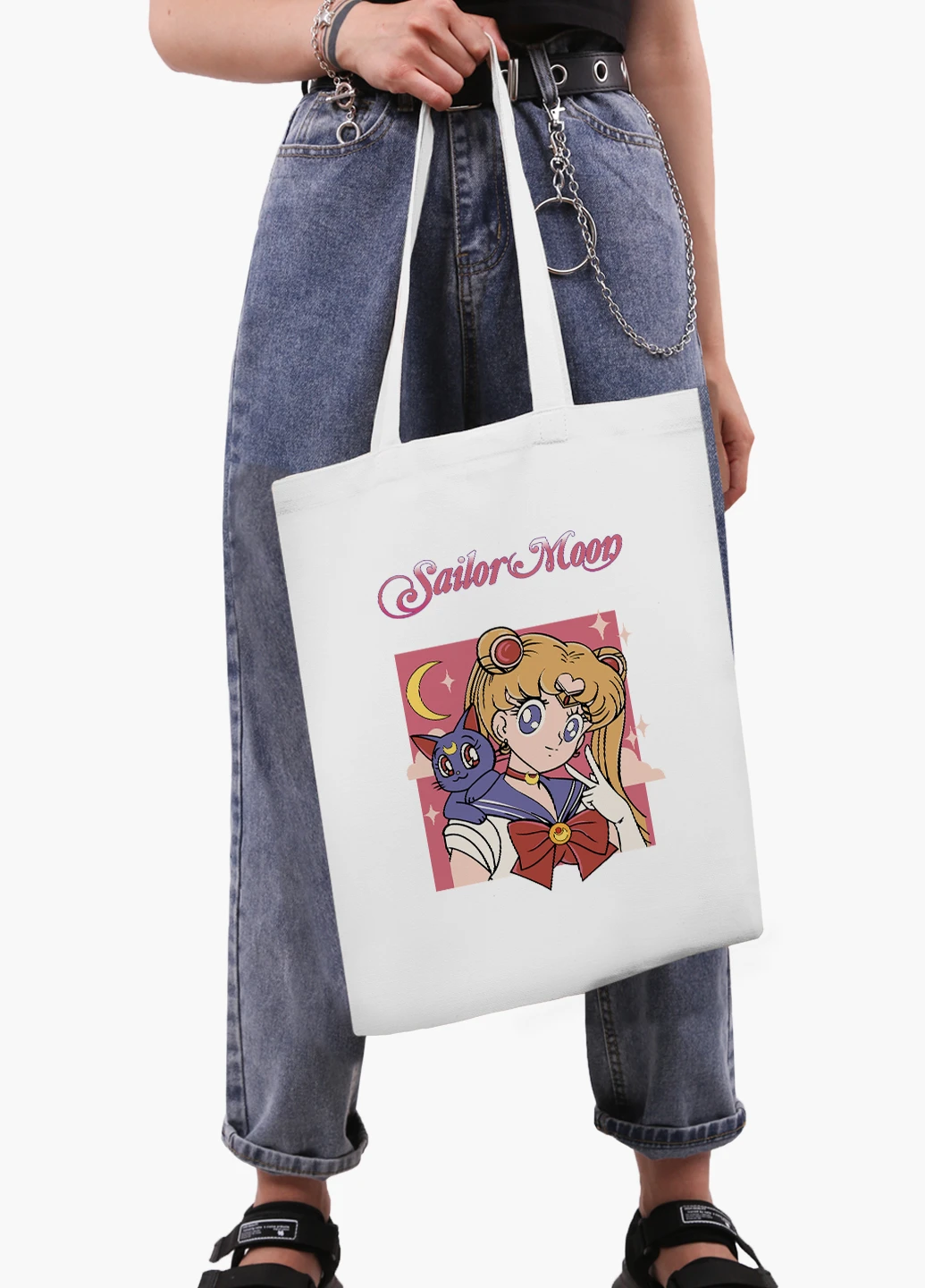 Эко сумка шоппер белая аниме Сейлор Мун (Sailor Moon) (9227-2659-WT2) Еко сумка шоппер біла 41*35 см MobiPrint (219151168)