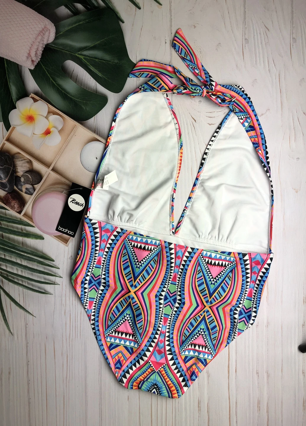 Комбинированный летний цельный купальник раздельный Boohoo