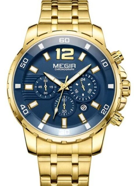 Мужские Часы Gold кварцевые классические, спортивные Megir (226698426)