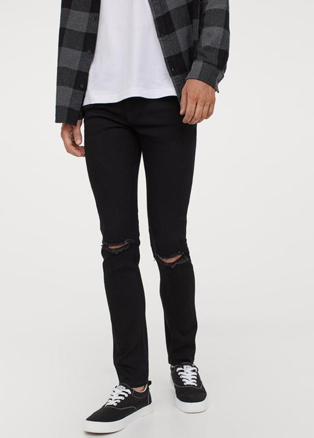 Черные демисезонные скинни джинсы H&M