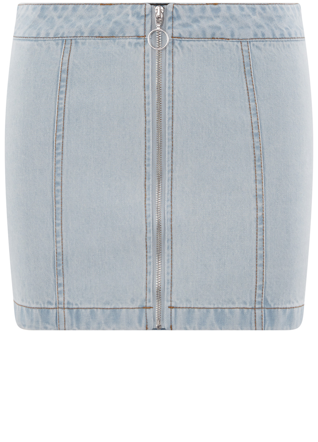 Синяя джинсовая однотонная юбка Oodji мини