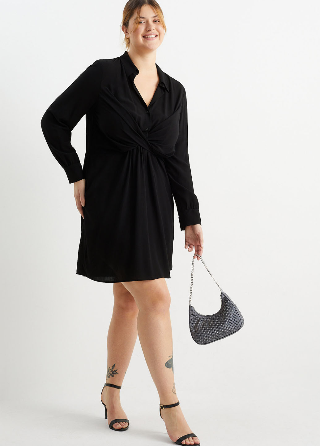 Чорна кежуал сукня сукня-сорочка C&A однотонна